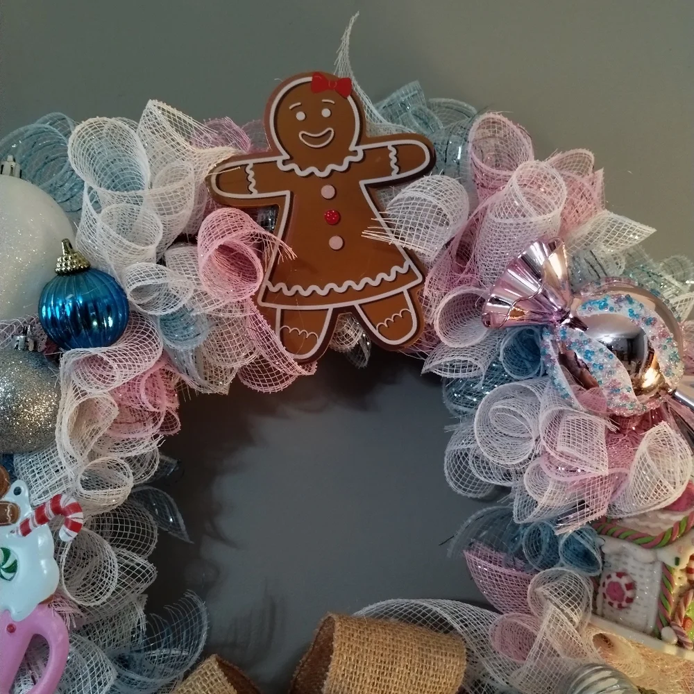 Candyland Gingerbread Man Christmas Wreath